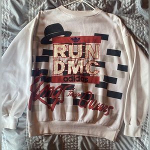 Vintage 1980s Adidas Run DMC Kings From Queens White Crewneck Sweatshirt
